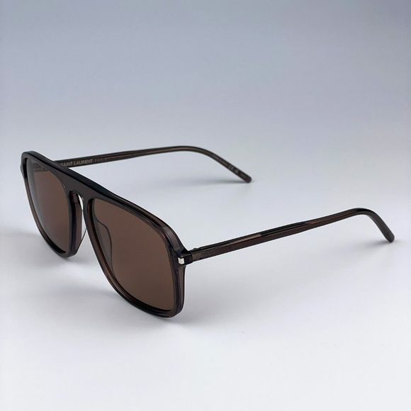 🔥Saint Laurent SL590 003 Sunglasses Brown Aviator Unisex - Picture 9 of 15